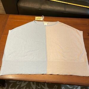 IRocchi Cashmere Sweater. Colorblock. Vest. Blue and tan. NWT